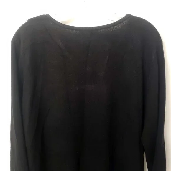 Designer Originals Women's Black Knit Scoop Neck Faux Diamond Top Sweater - Picture 7 of 11